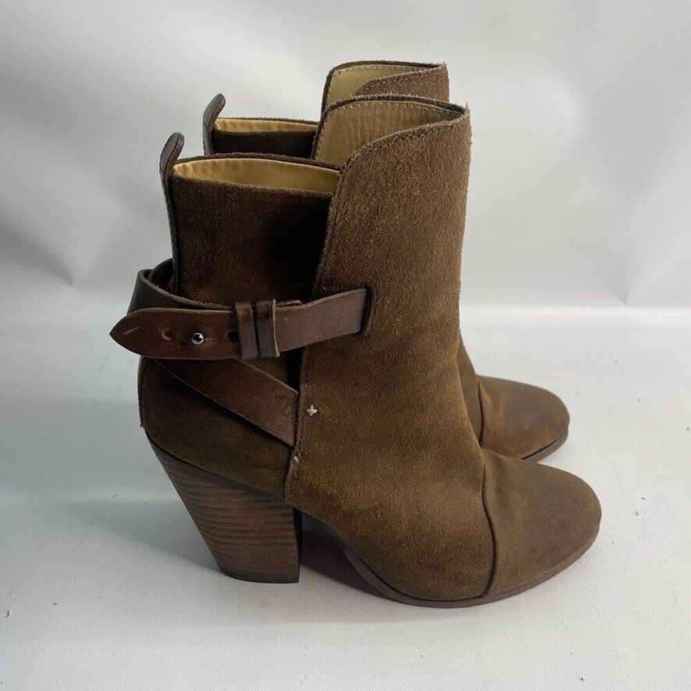 Rag & Bone Womens Kinsey Boot Size 37 7 Distressed Brown Suede Block Heel Bootie